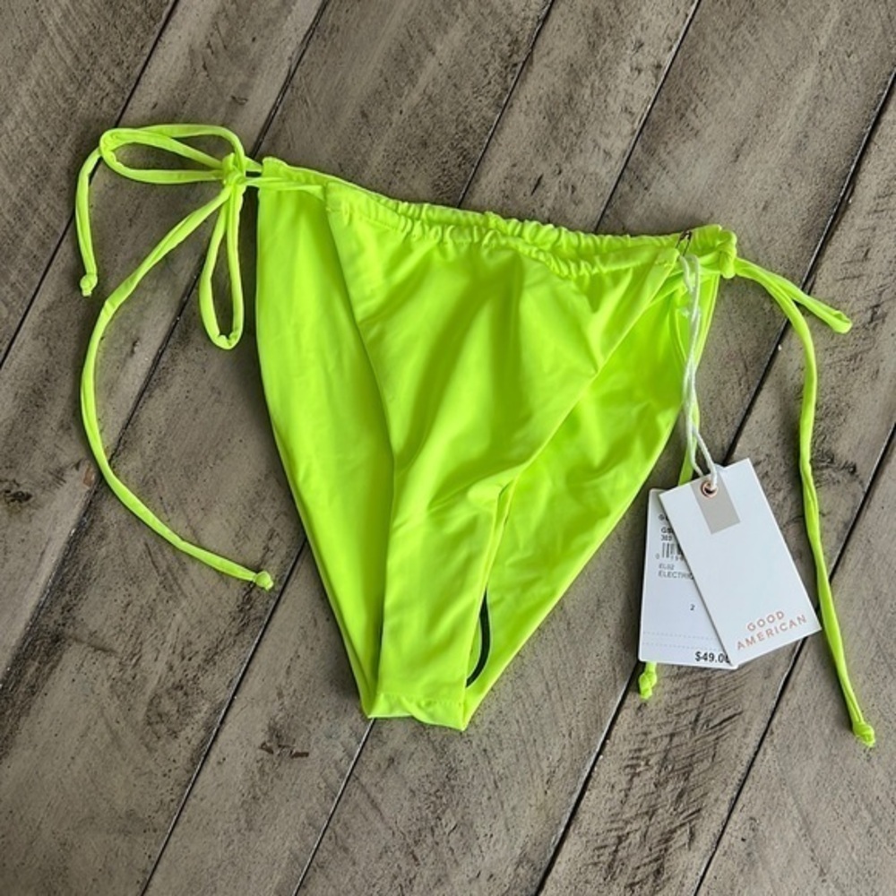 Good American Tiny Ties Bikini Bottom Electric Lime Size 2